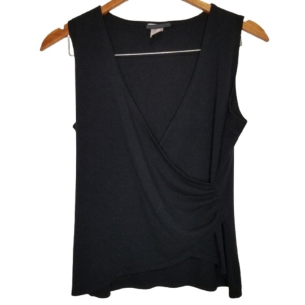 Black, Cross Over, Ruche, Tank Top, XS-S